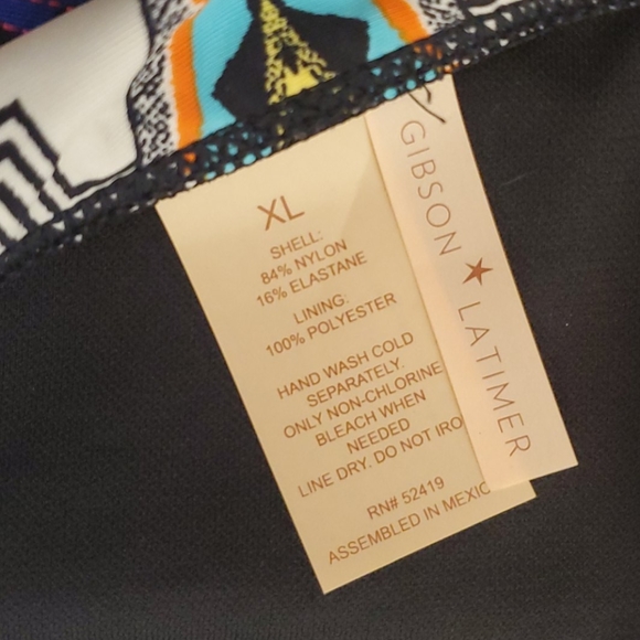 Gibson Latimer Tribal-Print Ruched Banded Bottoms - Picture 4 of 6